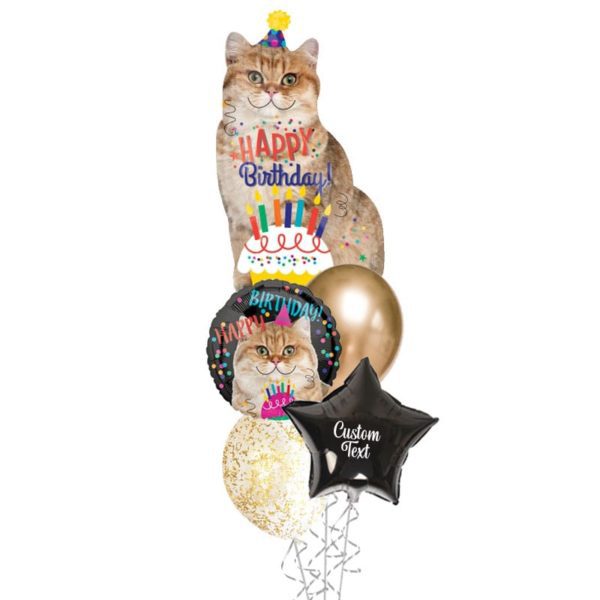 Cat Happy birthday Helium Balloon Bouquet