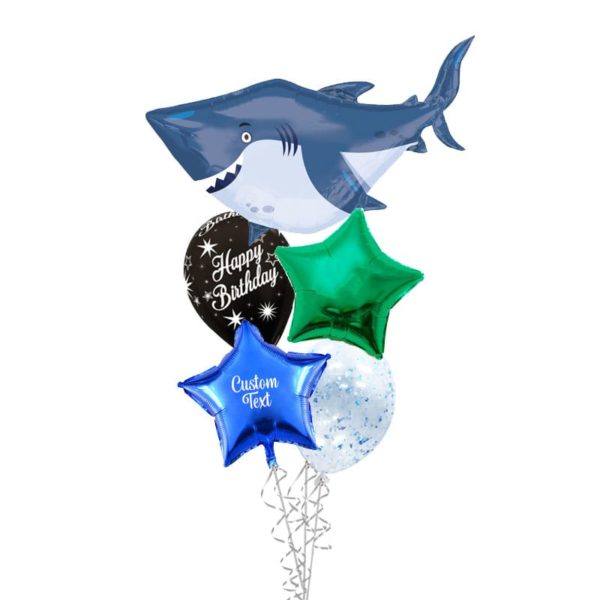 Grey Shark Birthday Helium Balloon Bouquet