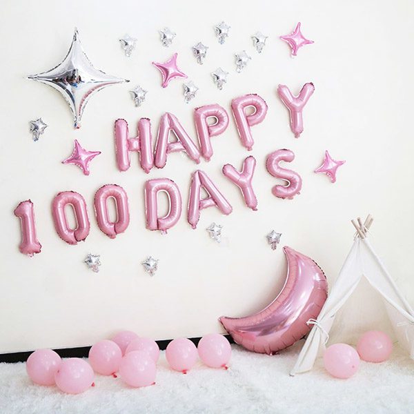 Happy 100 day foil balloon baby pink 16 inch