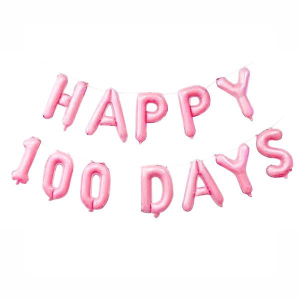 Happy 100 day foil balloon baby pink