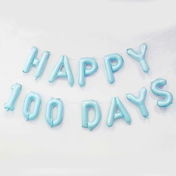 Happy 100 day foil letter balloon baby blue