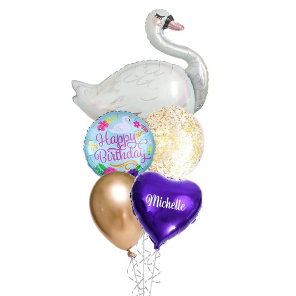 Happy birthday White Swan Helium Balloon Bouquet