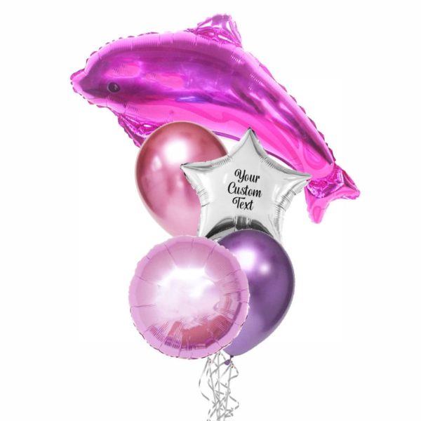 Pink dolphin helium balloon bouquet