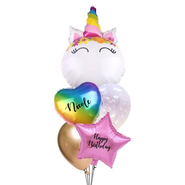 Rainbow Wink Unicorn Balloon Bouquet