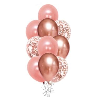 Rose Gold Chrome confetti balloon bouquet