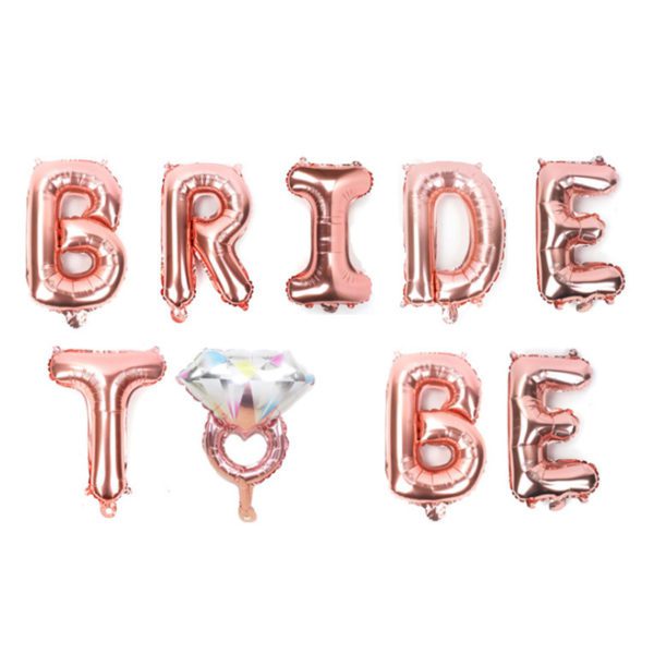 bride to be ring rose gold foil letter balloon