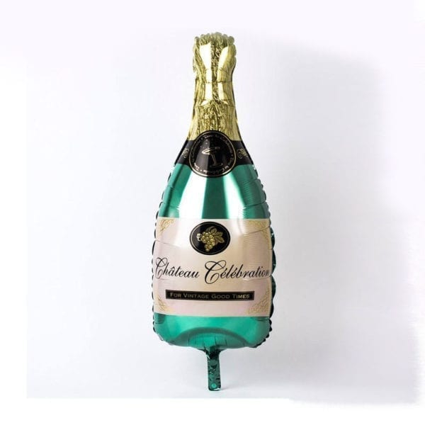 Green Champagne Bottle Foil Balloon