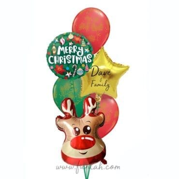 Reindeer Evergreen Christmas Balloon Bouquet