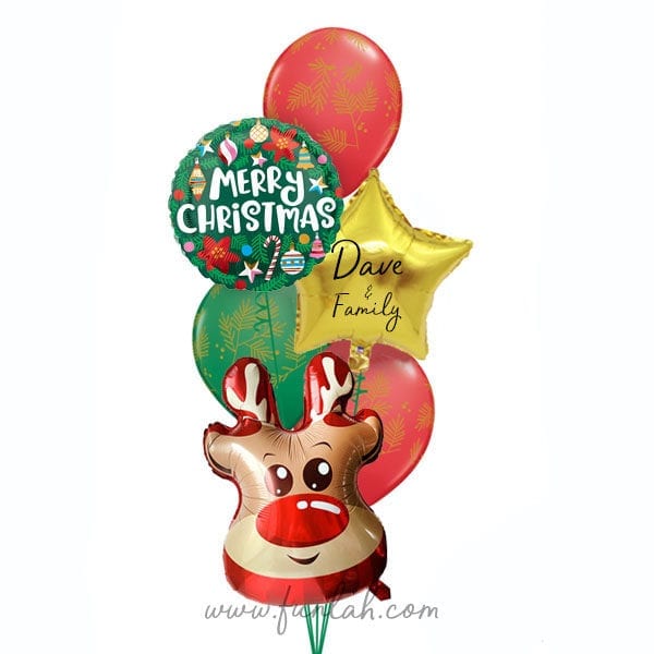Reindeer Evergreen Christmas Balloon Bouquet