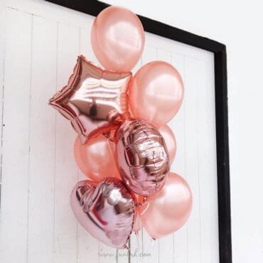 Rose gold circle star heart balloon bouquet