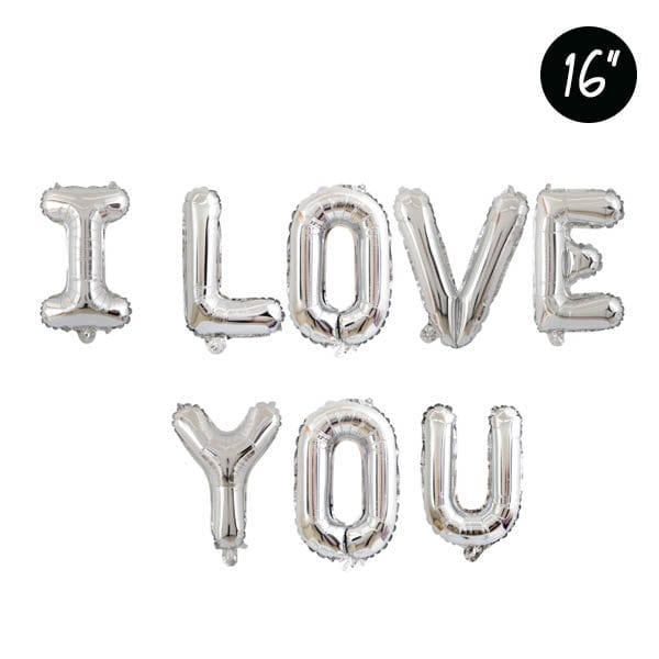 16 inch I love you silver foil balloon