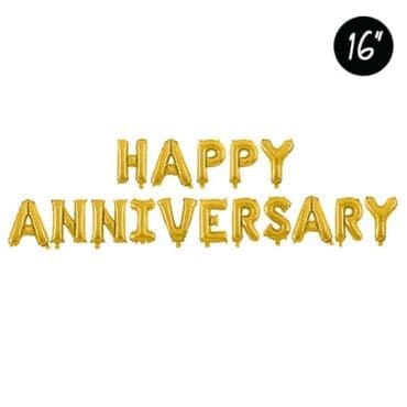 16 inch happy anniversary gold foil balloon