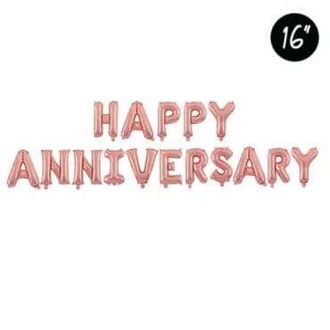 16 inch happy anniversary rose gold foil balloon