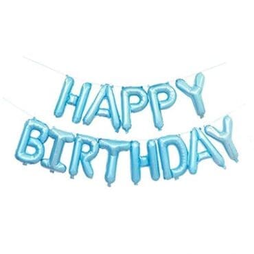 16 inch happy birthday baby blue foil balloon