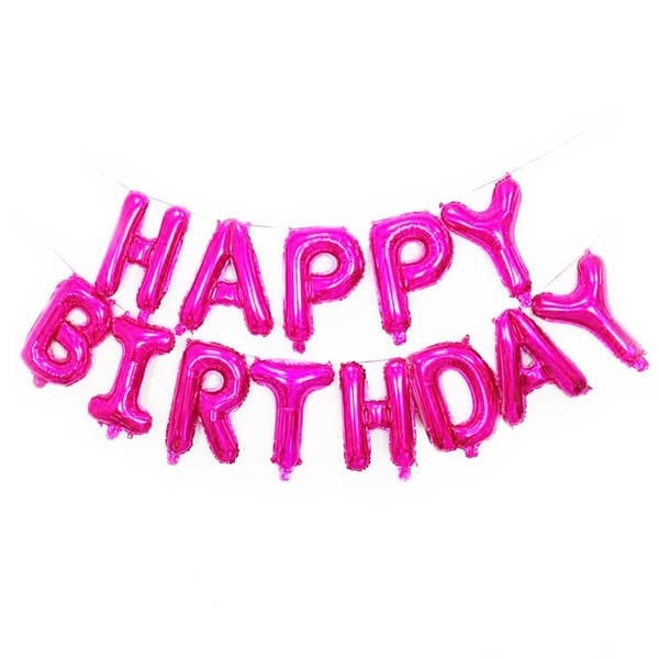16 inch happy birthday fuschia foil balloon