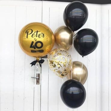 Gold Orbz with side balloon boquet