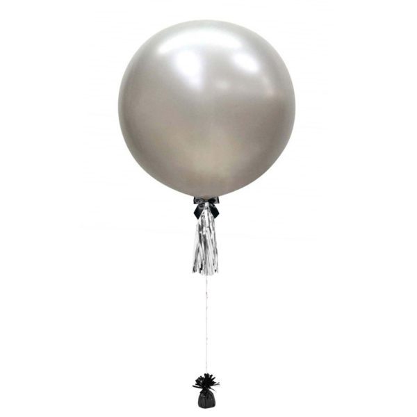 36 inch jumbo balloon silver with tassel