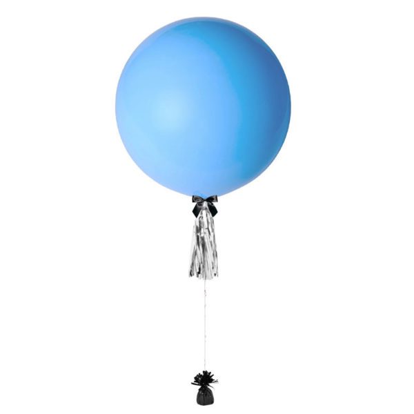 36 inch jumbo helium balloon baby blue with tassel