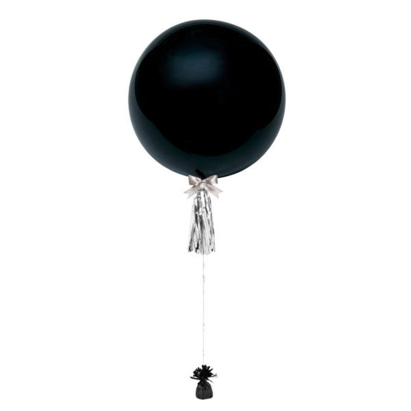 36 inch jumbo helium balloon black with tassel