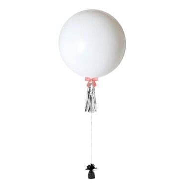 36 inch jumbo helium balloon white with tassel