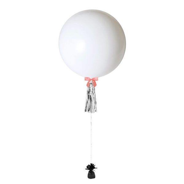 36 inch jumbo helium balloon white with tassel