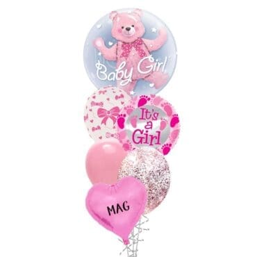 Baby Girl Bear Balloon Bouquet