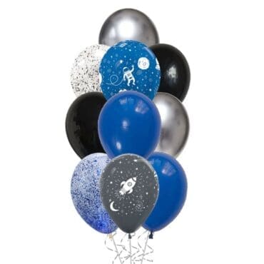 Blue Space Rocket Print balloon bouquet