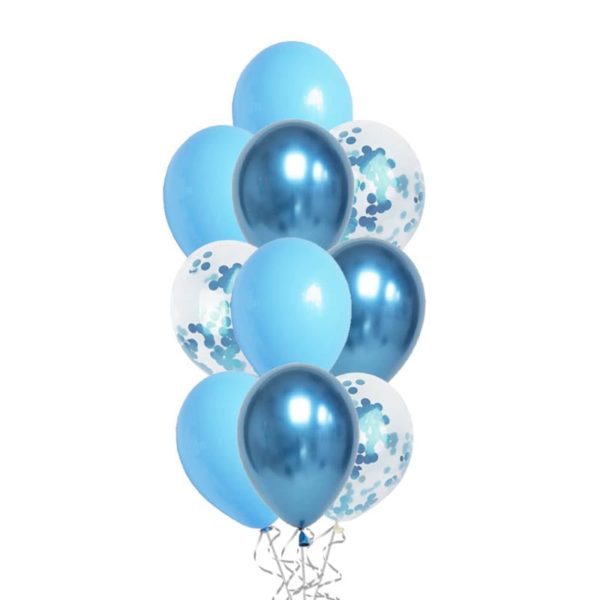 Round Confetti Chrome Blue balloon bouquet