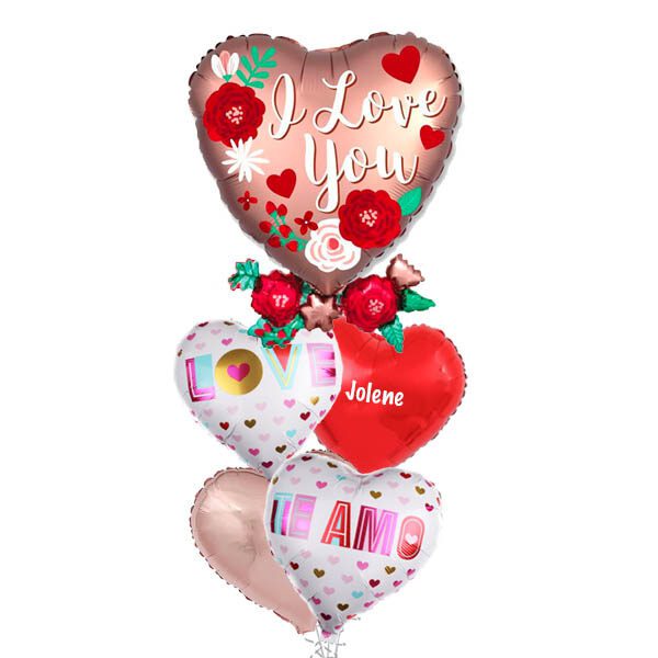I love you Satin Heart Balloon Bouquet