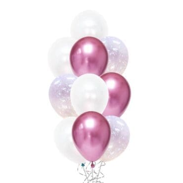 Iridescent White Confetti Chrome balloon bouquet
