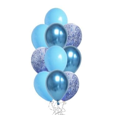 Messy Confetti Chrome Blue balloon bouquet