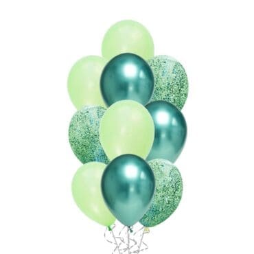 Messy Confetti Chrome Green balloon bouquet
