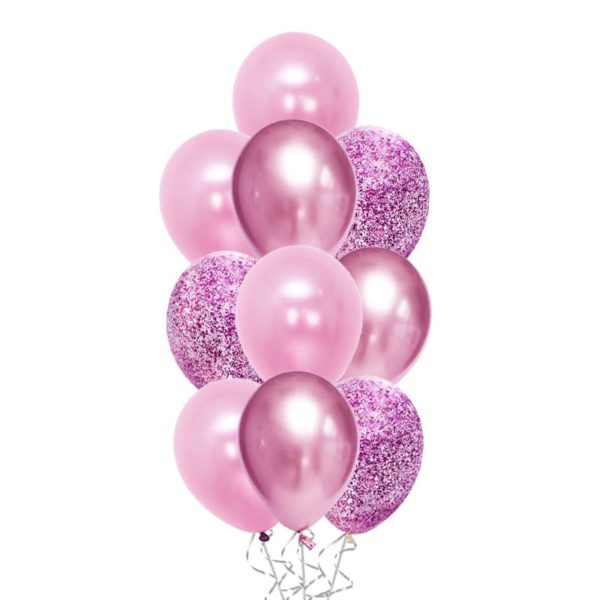 Messy Confetti Chrome Pink balloon bouquet