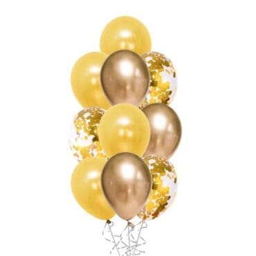 Round Confetti Chrome Gold balloon bouquet