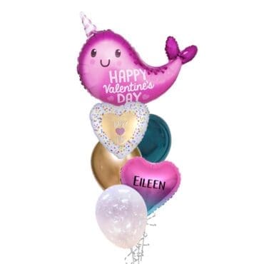 Valentines Narwhale balloon bouquet