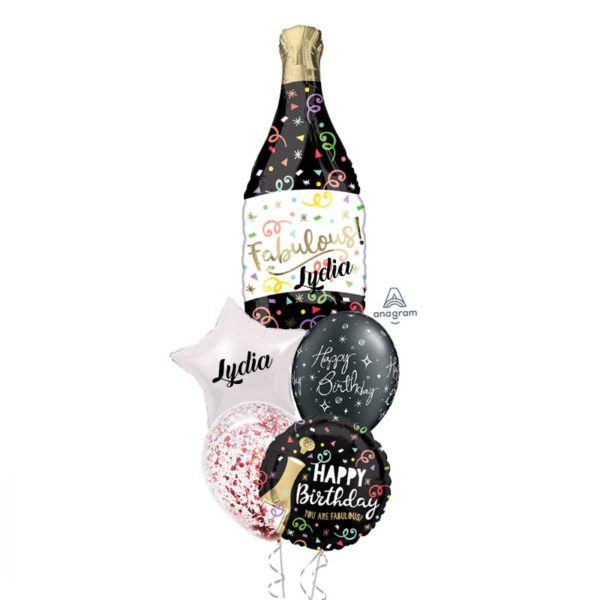 Bubbly confetti Fabulous wine balloon bouquet