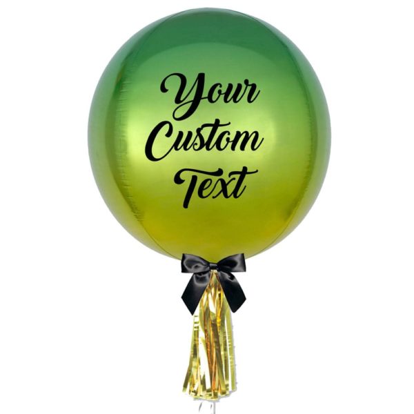 Customize ombre orbz green & yellow balloon with tassel