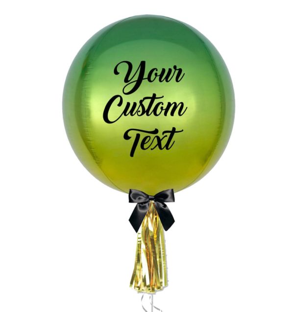 Customize ombre orbz green & yellow balloon with tassel