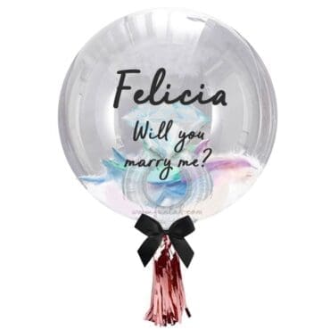 24" Proposal Customize Ring with Feathers Balloon