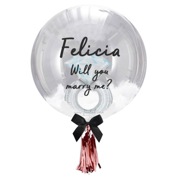 24 inch customize Diamong ring in bubble balloon with feathers