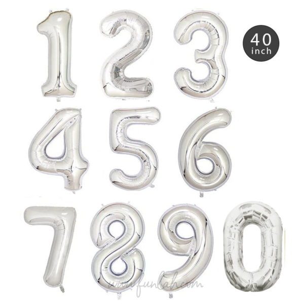 40 INCH SILVER NUMBER FOIL BALLOON letters