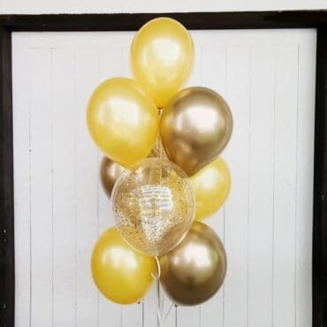 Gold Messy confetti chrome balloon bouquet