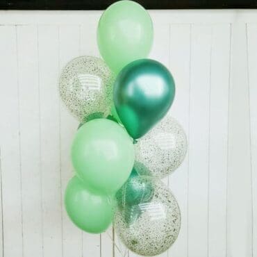 Green confetti Chrome balloon bouquet