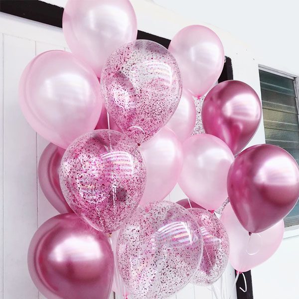 Pink confetti Chrome balloon bouquets