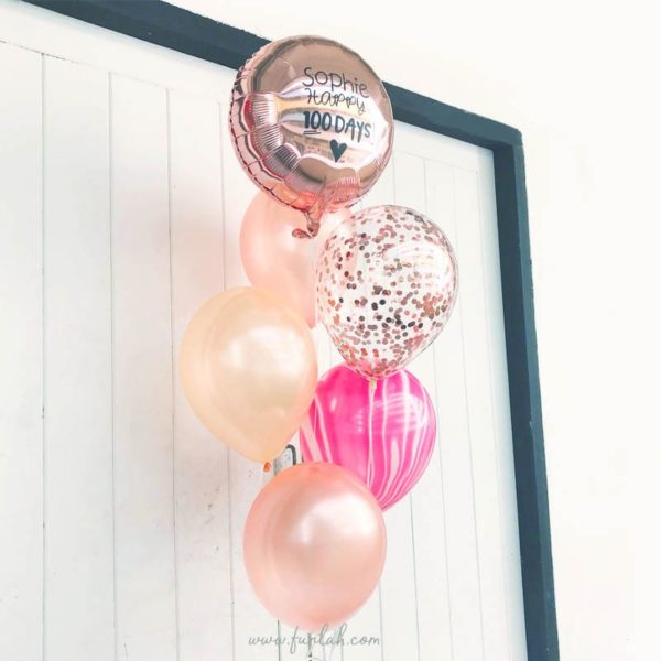Rose gold sphere layer balloon bouquet