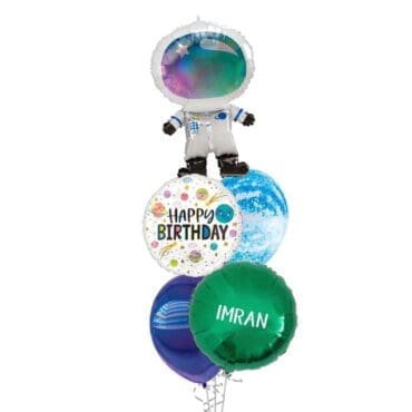 Astronaut galaxy birthday balloon bouquet