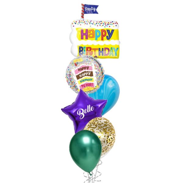 Happy Birthday Party Cake Balloon Bouquet