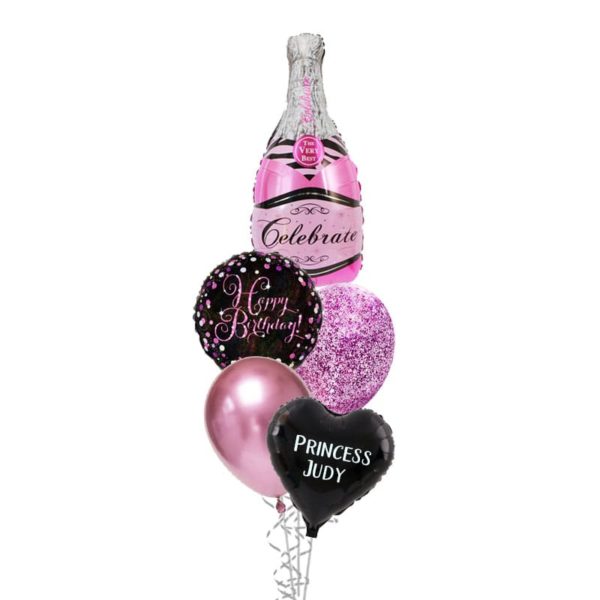Pinks Champagne Birthday balloon bouquet