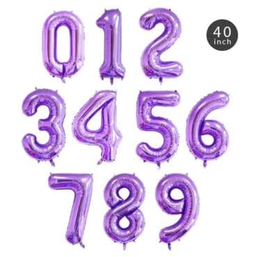 40 Inch Purple Number Foil Balloons 0-9