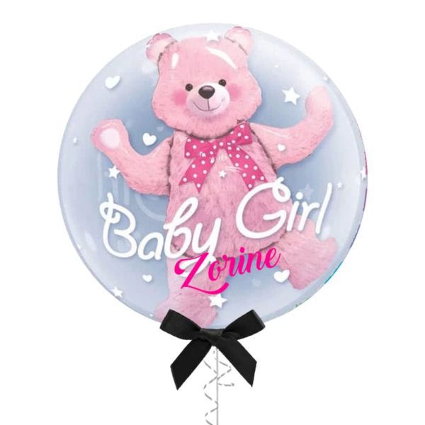 Baby Girl Pink Teddy Bear Bubble Balloon